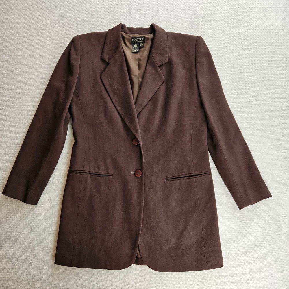 Vintage Episode Carolyn Wight Freeman Brown Wool Long Blazer Jacket 2 Heritage